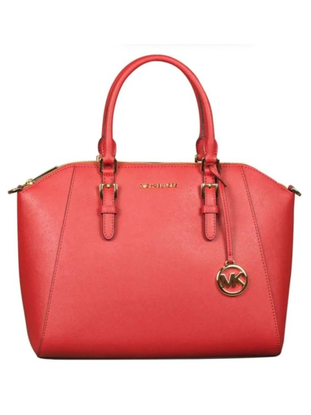 Michael Kors Large Ciara Top Zip Satchel in Flame
